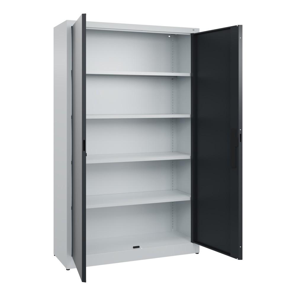 N° de l'image du produit 4 : Armoire à portes battantes C+P, 5 niveaux, H x l x P 1950 x 1 200 x 400 mm, gris clair, gris noir