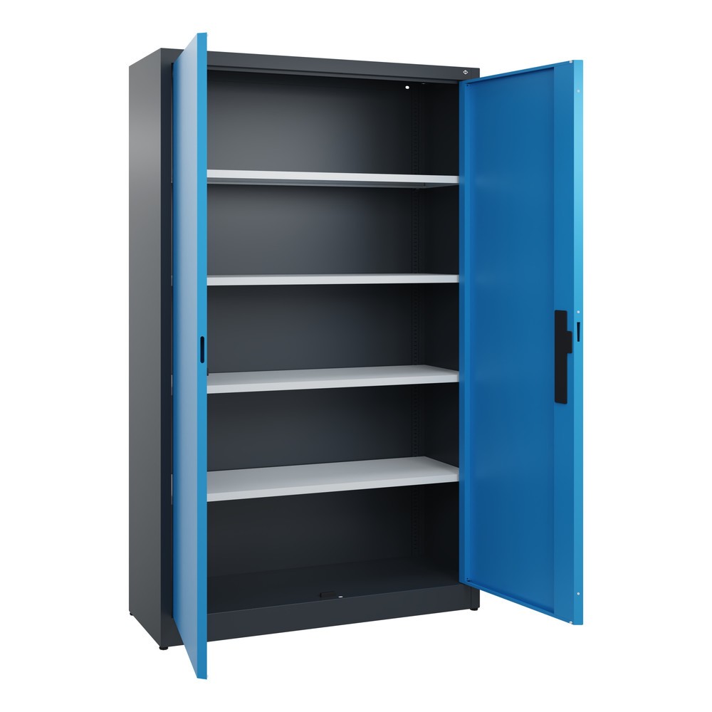N° de l'image du produit 4 : Armoire à portes battantes C+P, 5 niveaux, H x l x P 1950 x 1 200 x 400 mm, gris anthracite, bleu clair
