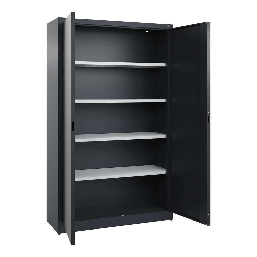 N° de l'image du produit 4 : Armoire à portes battantes C+P, 5 niveaux, H x l x P 1950 x 1 200 x 400 mm, gris anthracite, gris noir