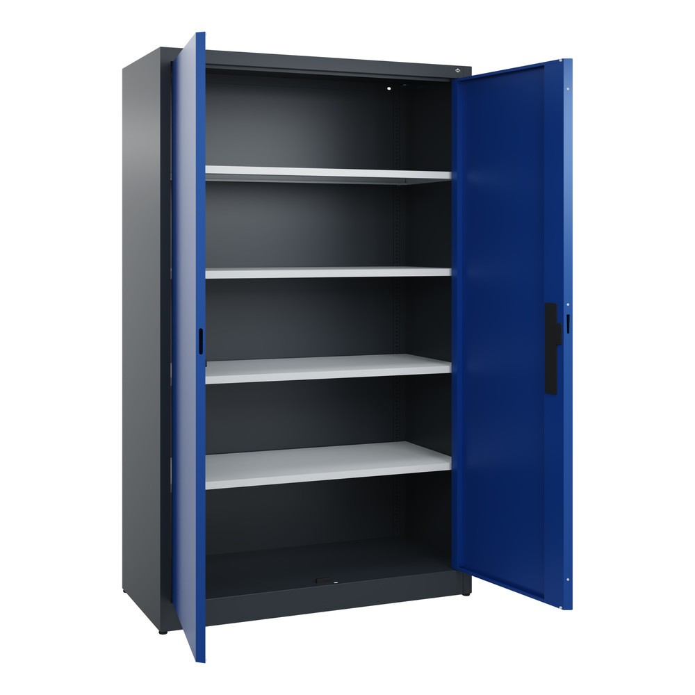 N° de l'image du produit 4 : Armoire à portes battantes C+P, 5 niveaux, H x l x P 1950 x 1 200 x 500 mm, gris anthracite, bleu gentiane