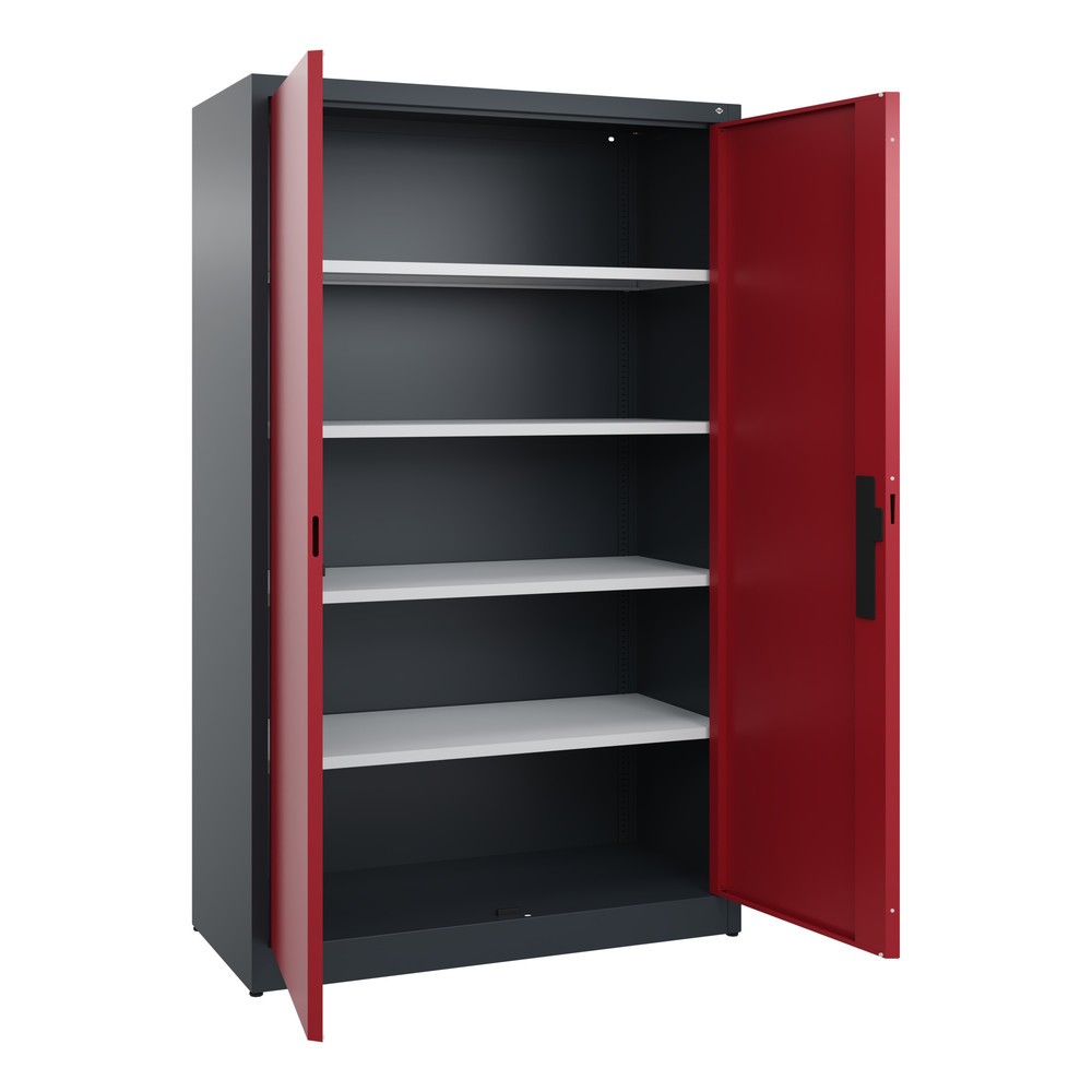 N° de l'image du produit 4 : Armoire à portes battantes C+P, 5 niveaux, H x l x P 1950 x 1 200 x 500 mm, gris anthracite, rouge rubis