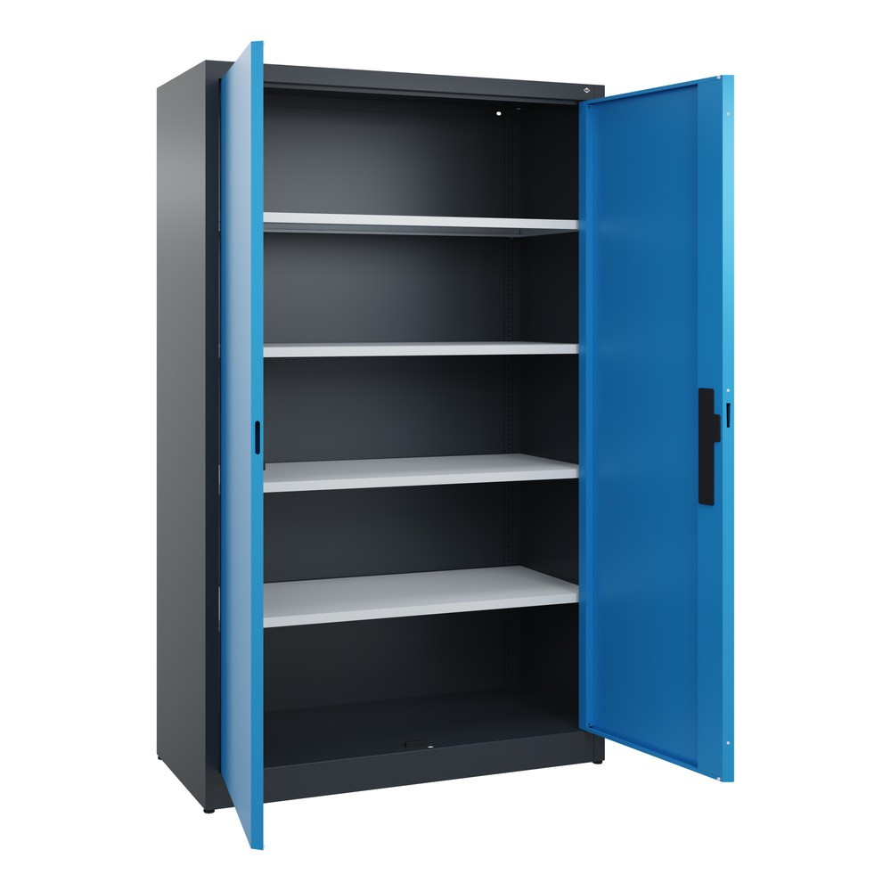 N° de l'image du produit 4 : Armoire à portes battantes C+P, 5 niveaux, H x l x P 1950 x 1 200 x 500 mm, gris anthracite, bleu clair