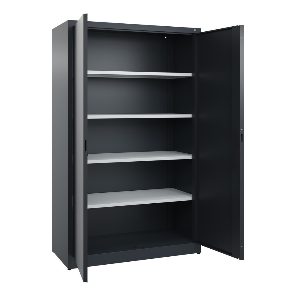 N° de l'image du produit 4 : Armoire à portes battantes C+P, 5 niveaux, H x l x P 1950 x 1 200 x 500 mm, gris anthracite, gris noir