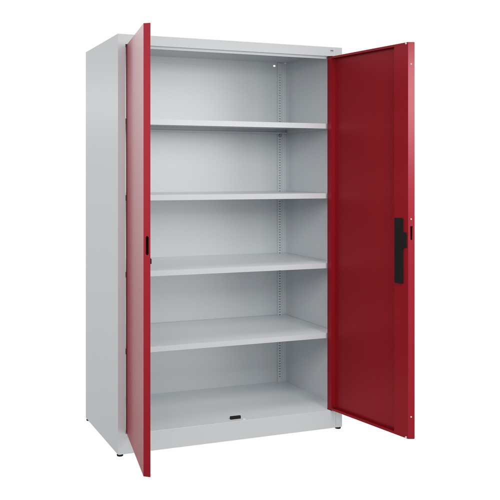 N° de l'image du produit 4 : Armoire à portes battantes C+P, 5 niveaux, H x l x P 1950 x 1 200 x 600 mm, gris clair, rouge rubis