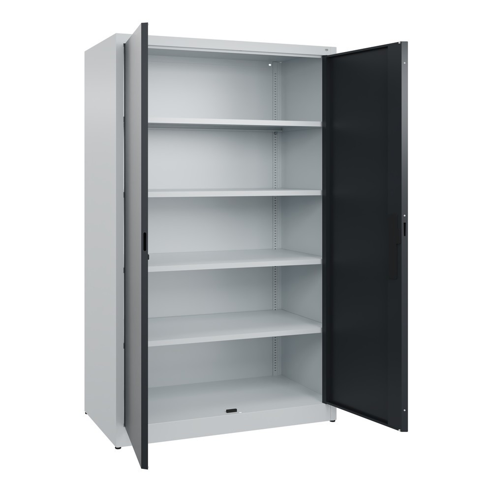 N° de l'image du produit 4 : Armoire à portes battantes C+P, 5 niveaux, H x l x P 1950 x 1 200 x 600 mm, gris clair, gris noir