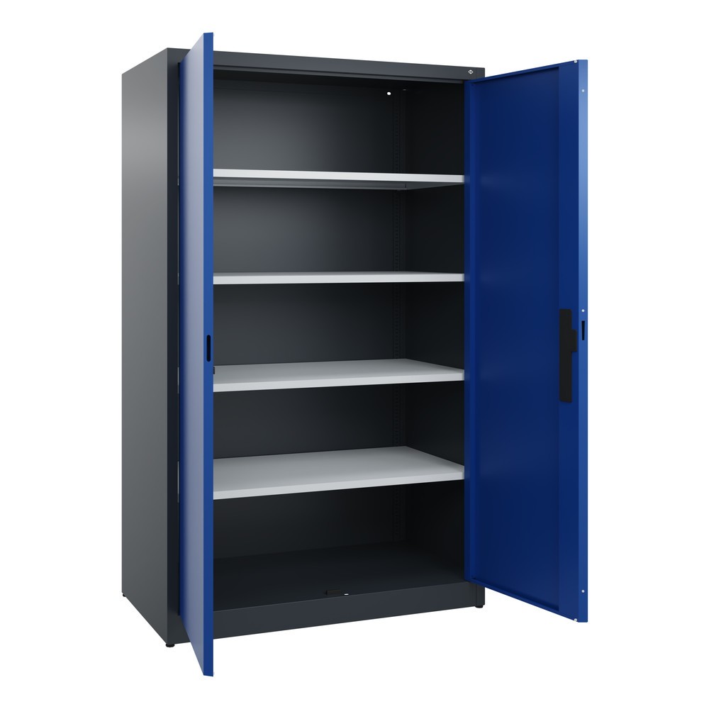 N° de l'image du produit 4 : Armoire à portes battantes C+P, 5 niveaux, H x l x P 1950 x 1 200 x 600 mm, gris anthracite, bleu gentiane
