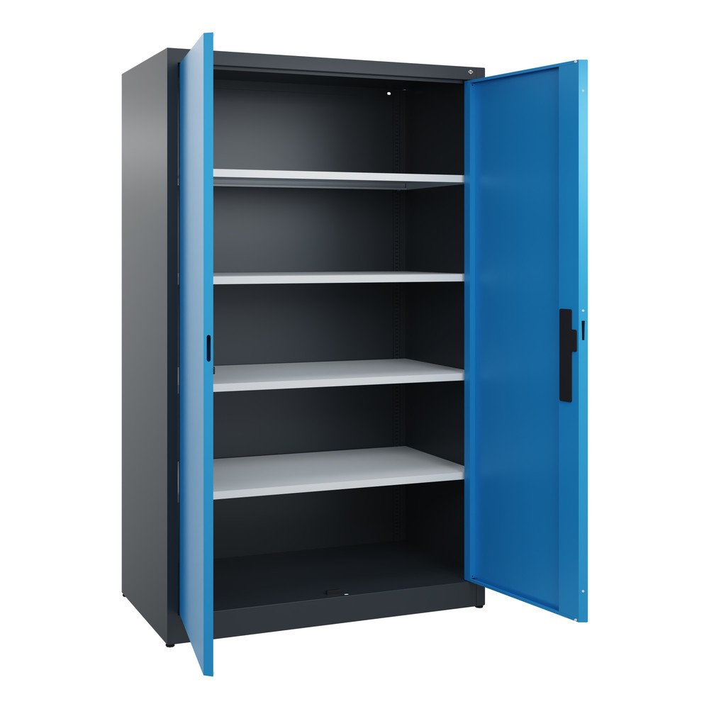 N° de l'image du produit 4 : Armoire à portes battantes C+P, 5 niveaux, H x l x P 1950 x 1 200 x 600 mm, gris anthracite, bleu clair