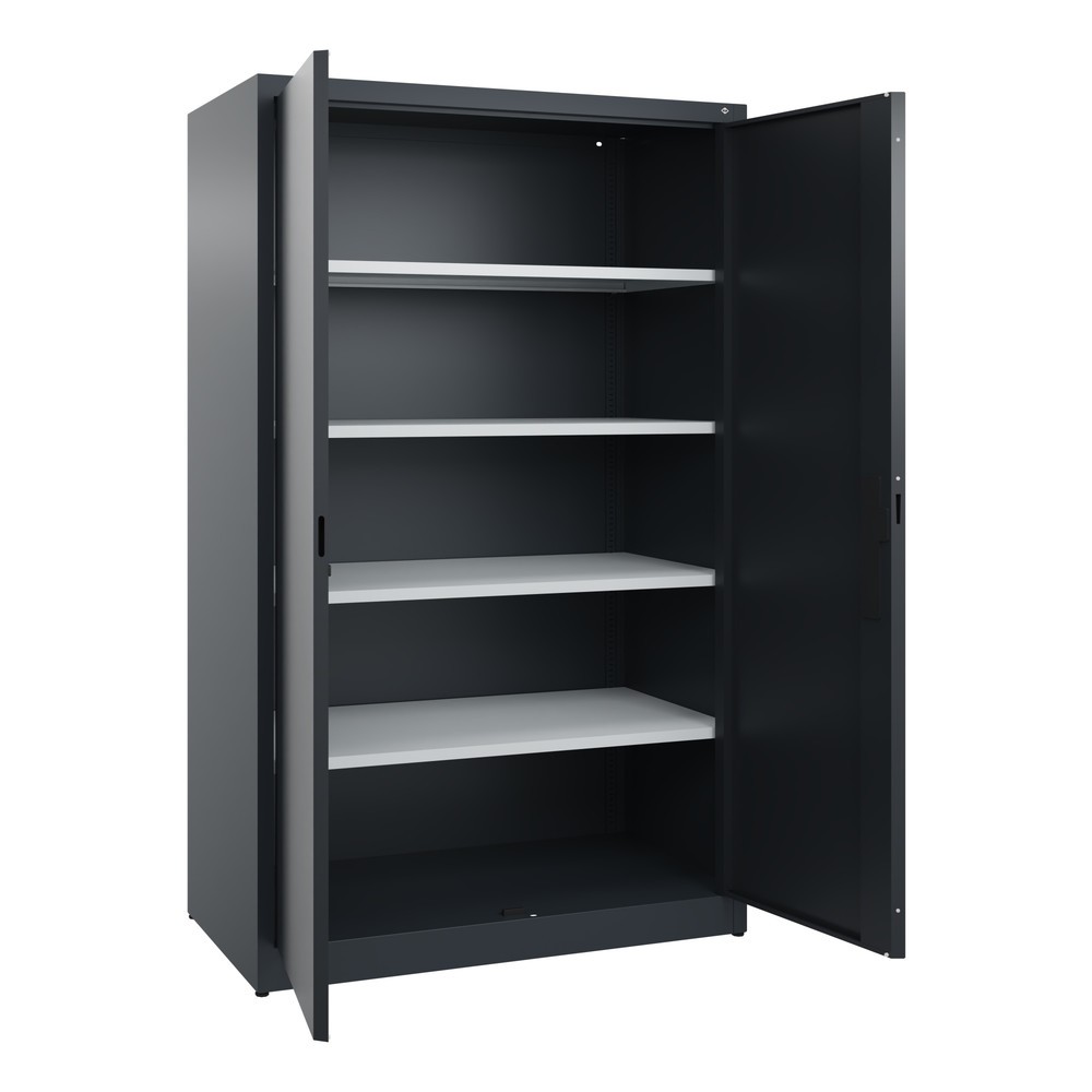 N° de l'image du produit 4 : Armoire à portes battantes C+P, 5 niveaux, H x l x P 1950 x 1 200 x 600 mm, gris anthracite, gris noir