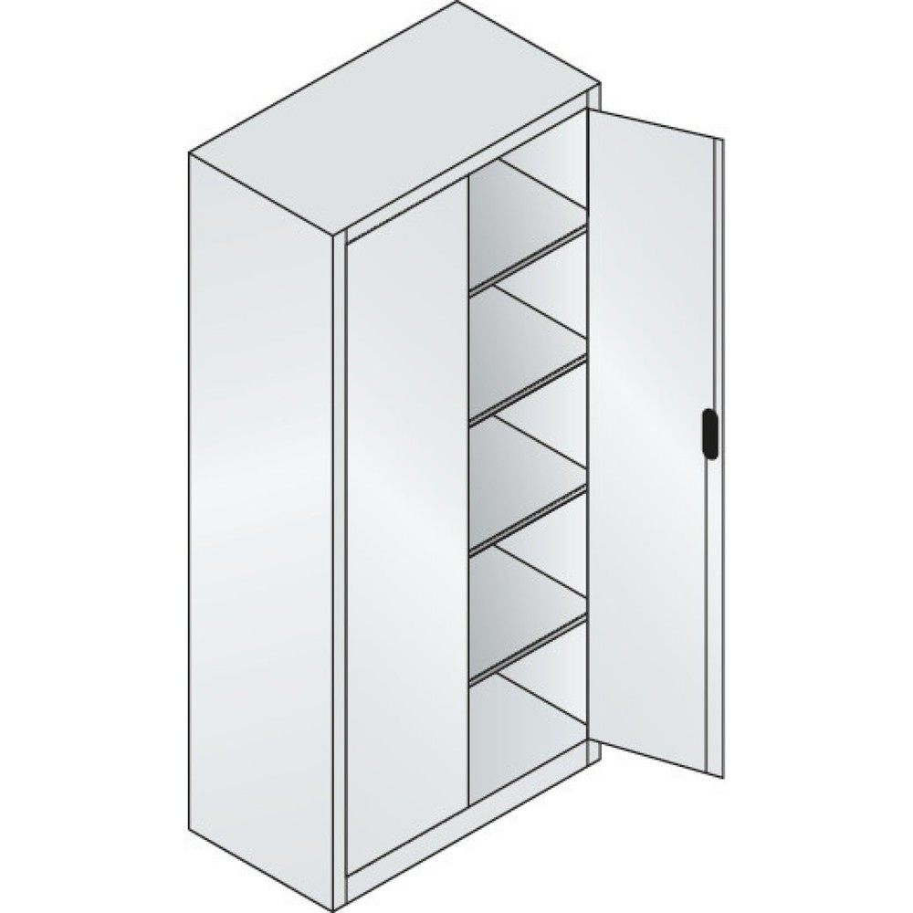 N° de l'image du produit 4 : Armoire à portes battantes d’atelier C+P avec 4 tablettes, H x l x P 1 950 x 930 x 500 mm, gris anthracite, rouge rubis
