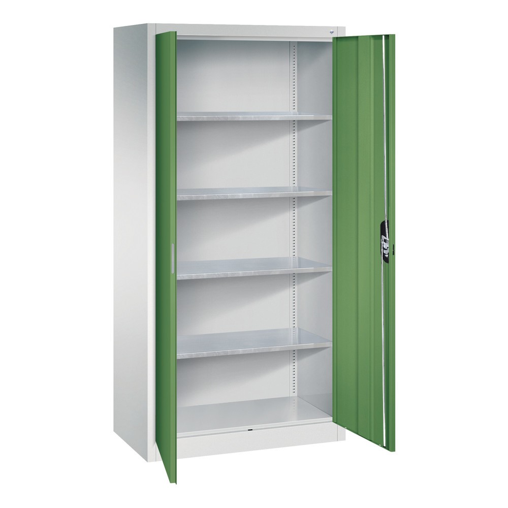 N° de l'image du produit 3 : Armoire à portes battantes d’atelier C+P avec 4 tablettes, H x l x P 1 950 x 930 x 500 mm, gris anthracite, rouge rubis