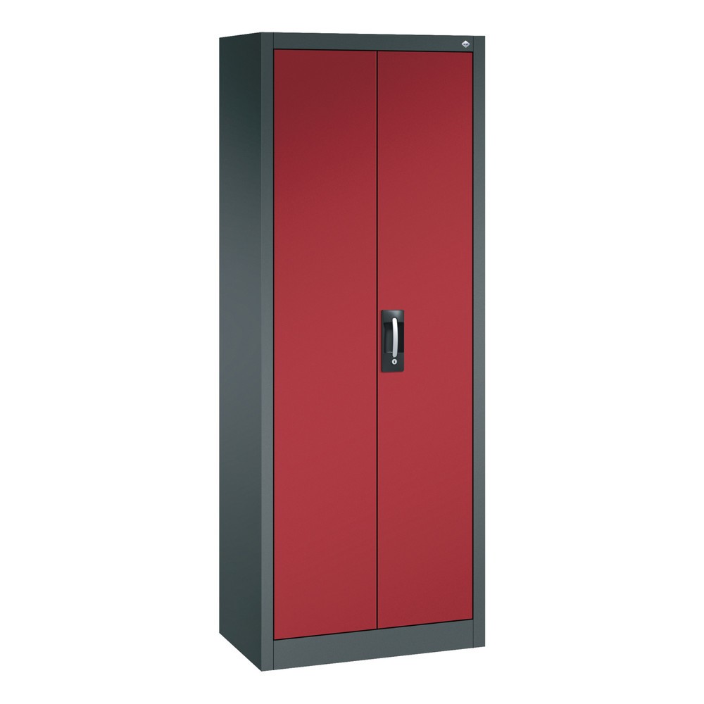 Illustration du produit: Armoire à portes battantes d’atelier C+P avec 4 tablettes, H x l x P 1 950 x 700 x 400 mm, gris anthracite, rouge rubis