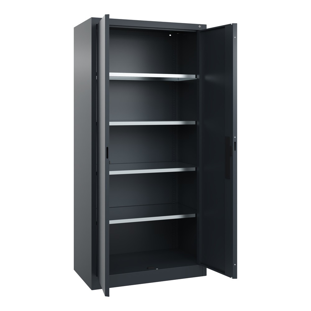 N° de l'image du produit 3 : Armoire à portes battantes d’atelier C+P avec 4 tablettes, H x l x P 1 950 x 930 x 500 mm, gris anthracite, gris anthracite