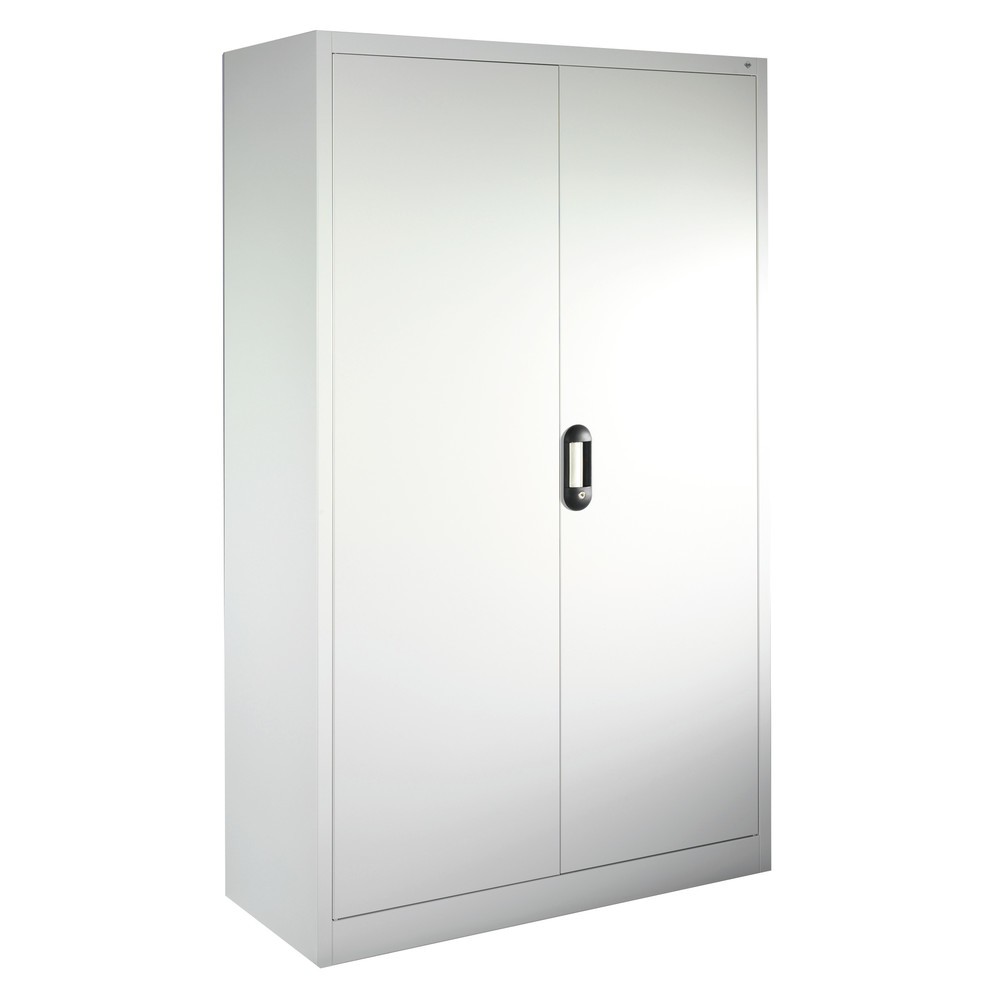 N° de l'image du produit 14 : Armoire à portes battantes d’atelier C+P avec 4 tablettes, H x l x P 1 950 x 930 x 500 mm, gris clair, bleu clair