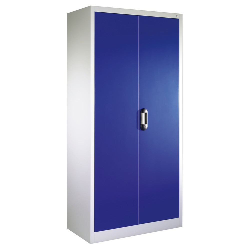 N° de l'image du produit 9 : Armoire à portes battantes d’atelier C+P avec 4 tablettes, H x l x P 1 950 x 930 x 500 mm, gris clair, bleu clair