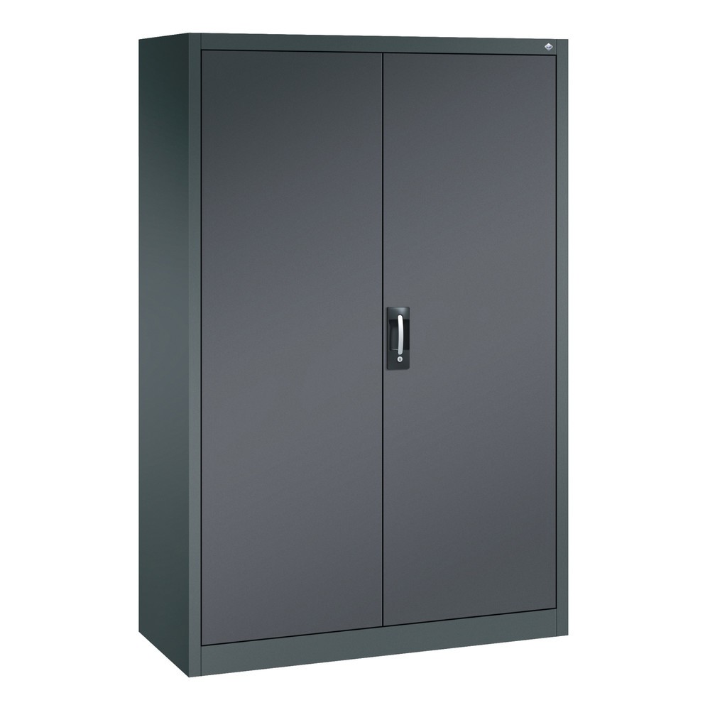 Illustration du produit: Armoire à portes battantes d’atelier C+P avec paroi centrale + 8 tablettes, H x l x P 1 950 x 1 200 x 500 mm, gris anthracite, gris noir
