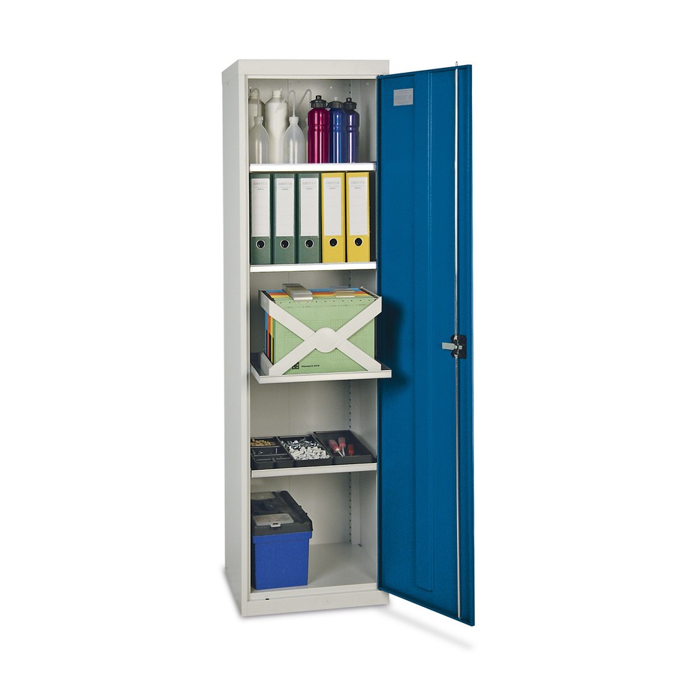 Illustration du produit: Armoire à portes battantes d’atelier stumpf® avec 4 bacs, H x l x P 1 800 x 500 x 500 mm, gris clair