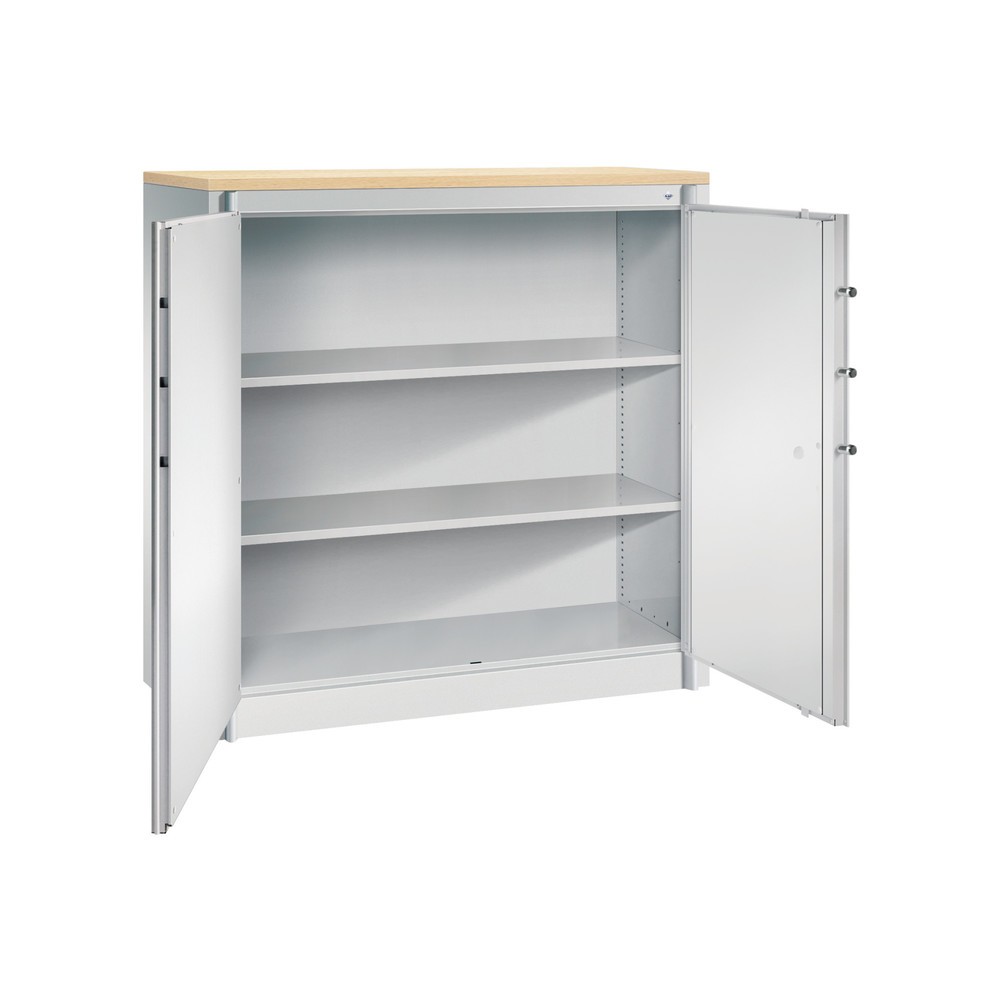 N° de l'image du produit 2 : Armoire à portes battantes de sécurité C+P, 3 niveaux, H x l x P 1 226 x 1 200 x 500 mm, gris clair/gris clair, Érable