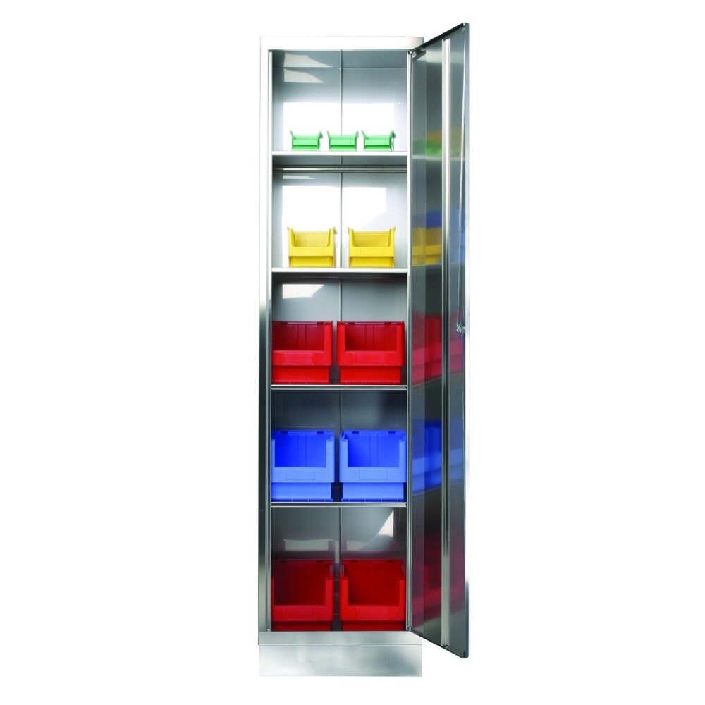 Illustration du produit: Armoire à portes battantes en acier inoxydable, à 1 battant, HxlxP 1.950 x 500 x 400 mm, avec socle