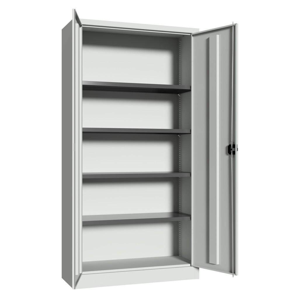 N° de l'image du produit 3 : Armoire à portes battantes PAVOY, 4 tablettes, H x l x P 1 950 x 1 000 x 600 mm, gris clair, gris clair