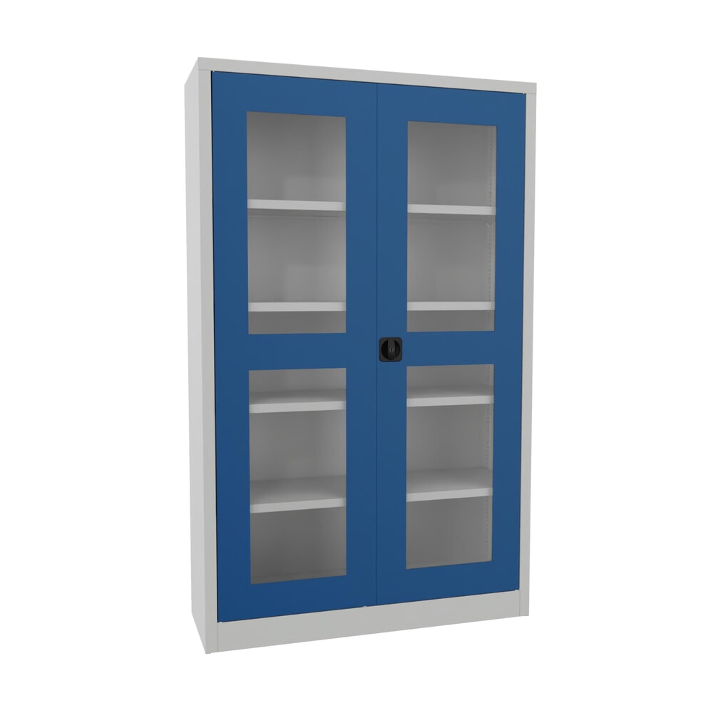 Illustration du produit: Armoire à portes battantes PAVOY avec regards, H x l x P 1 950 x 1 200 x 400 mm, bleu gentiane, gris clair