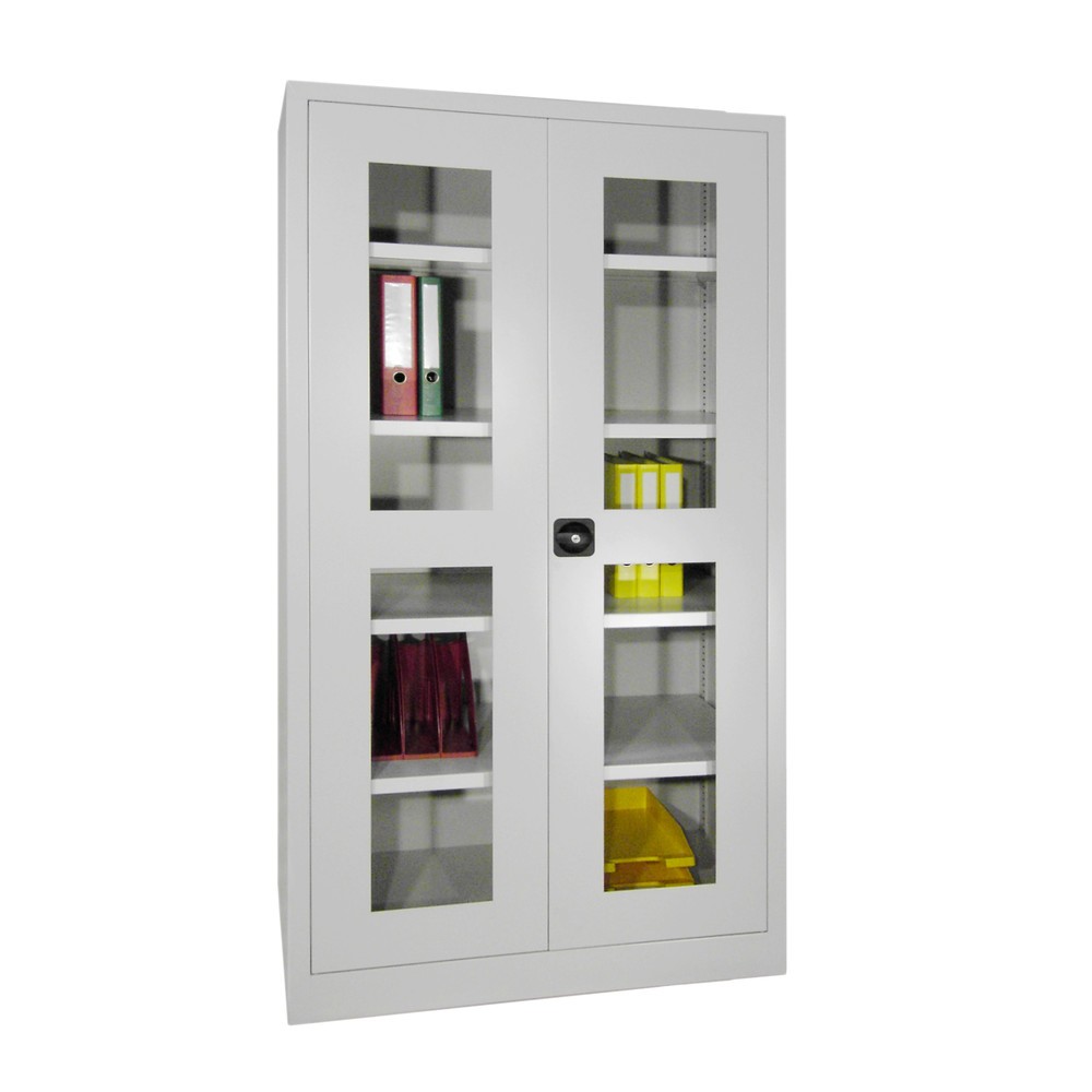 N° de l'image du produit 3 : Armoire à portes battantes PAVOY avec regards, H x l x P 1 950 x 640 x 400 mm, gris clair, gris clair