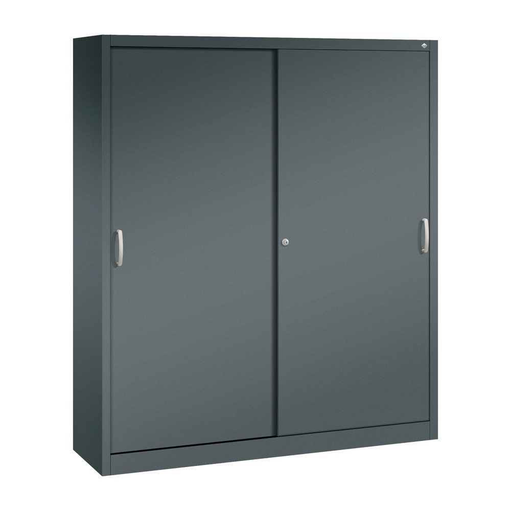 Illustration du produit: Armoire à portes coulissantes d’atelier C+P avec 8 tablettes, H x l x P 1 950 x 1 600 x 400 mm, cloison de séparation, gris anthracite, gris anthracite