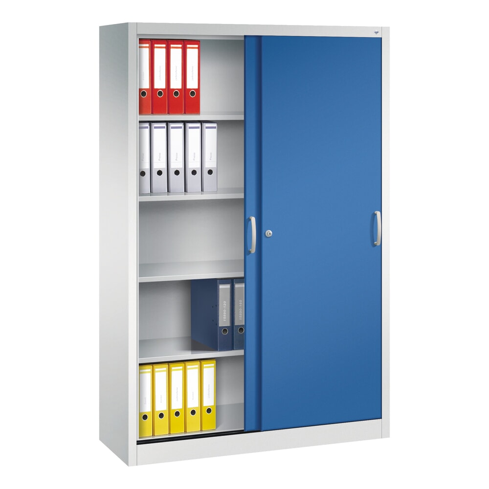 N° de l'image du produit 5 : Armoire à portes coulissantes, H x l x P 1 950 x 1 200 x 400 mm, gris clair, bleu gentiane