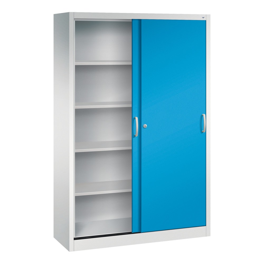 N° de l'image du produit 4 : Armoire à portes coulissantes, H x l x P 1 950 x 1 200 x 400 mm, gris clair, bleu clair