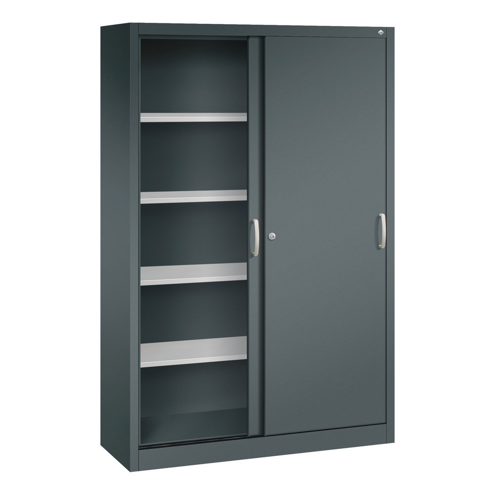 N° de l'image du produit 4 : Armoire à portes coulissantes, H x l x P 1 950 x 1 200 x 400 mm, gris anthracite, gris anthracite