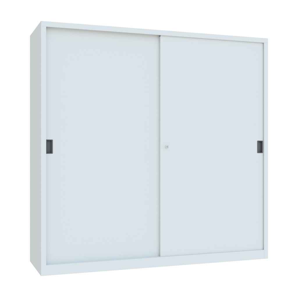 N° de l'image du produit 2 : Armoire à portes coulissantes PAVOY avec mit 8 tablettes + cloison de séparation, HxlxP 1 950 x 2 000 x 600 mm, gris clair, gris clair