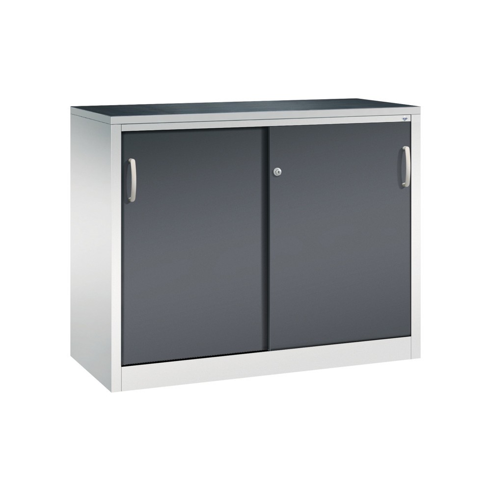 Illustration du produit: Armoire à portes coulissantes pour charges lourdes C+P, H x l x P 1 000 x 1 200 x 500 mm, gris clair, gris noir