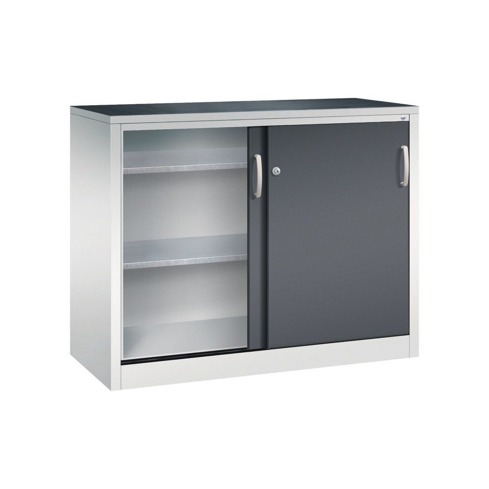 N° de l'image du produit 3 : Armoire à portes coulissantes pour charges lourdes C+P, H x l x P 1 000 x 1 200 x 500 mm, gris clair, gris noir