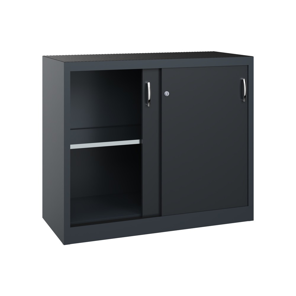 N° de l'image du produit 2 : Armoire à portes coulissantes pour charges lourdes C+P, H x l x P 1 000 x 1 200 x 500 mm, gris anthracite, gris noir
