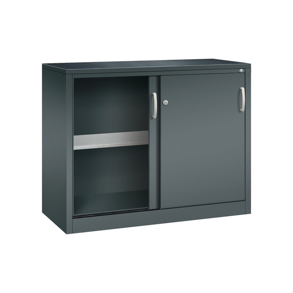 N° de l'image du produit 3 : Armoire à portes coulissantes pour charges lourdes C+P, H x l x P 1 000 x 1 200 x 500 mm, gris anthracite, gris anthracite