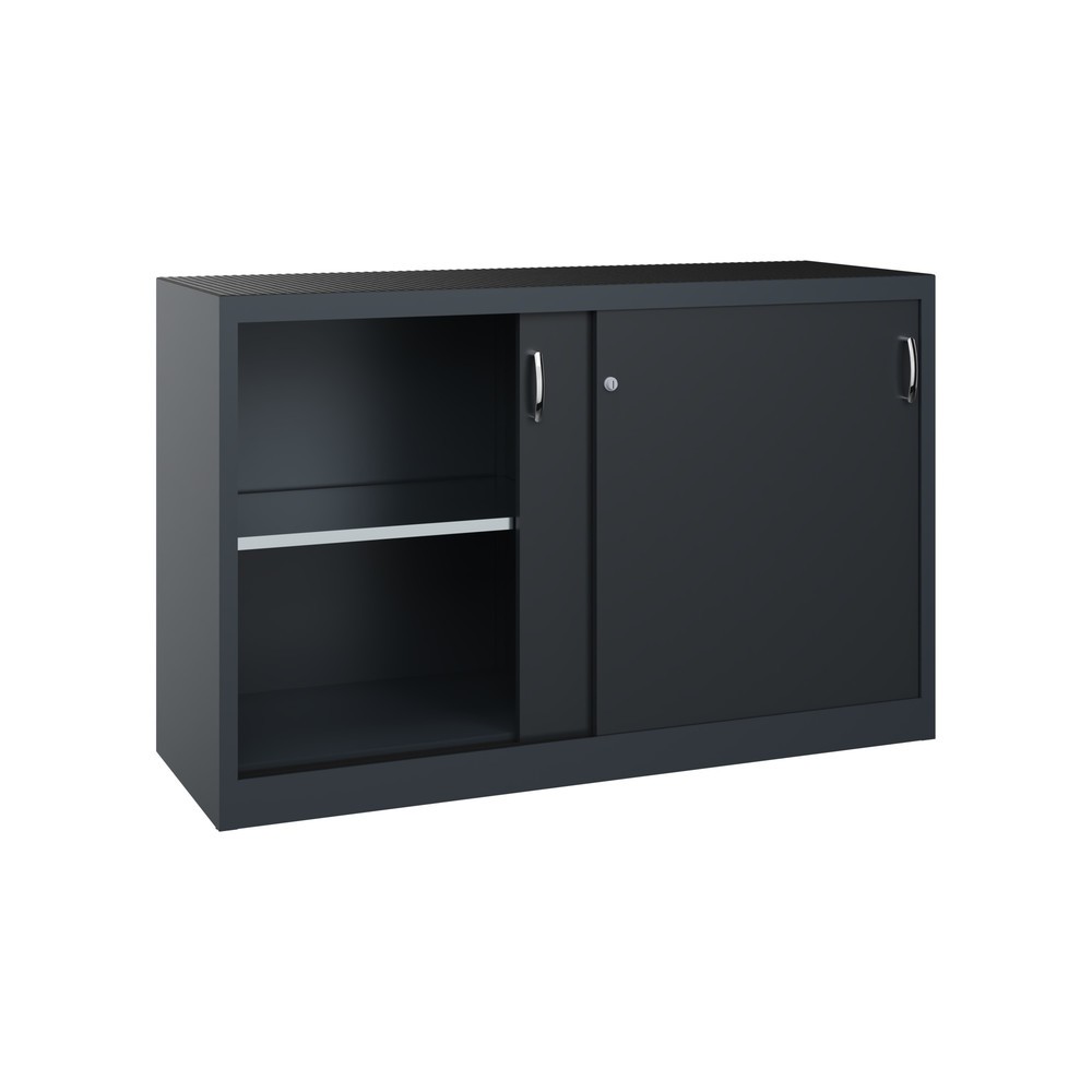 N° de l'image du produit 2 : Armoire à portes coulissantes pour charges lourdes C+P, H x l x P 1 000 x 1 600 x 500 mm, gris anthracite, gris noir