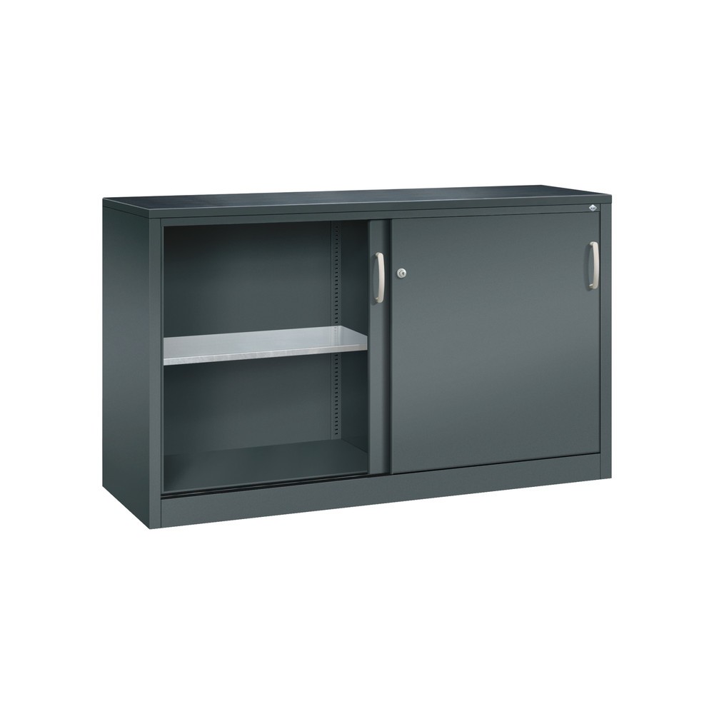 N° de l'image du produit 3 : Armoire à portes coulissantes pour charges lourdes C+P, H x l x P 1 000 x 1 600 x 500 mm, gris anthracite, gris anthracite