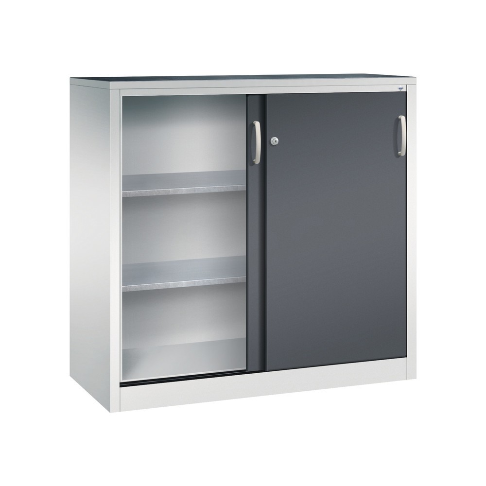 N° de l'image du produit 3 : Armoire à portes coulissantes pour charges lourdes C+P, H x l x P 1 200 x 1 200 x 500 mm, gris clair, gris noir