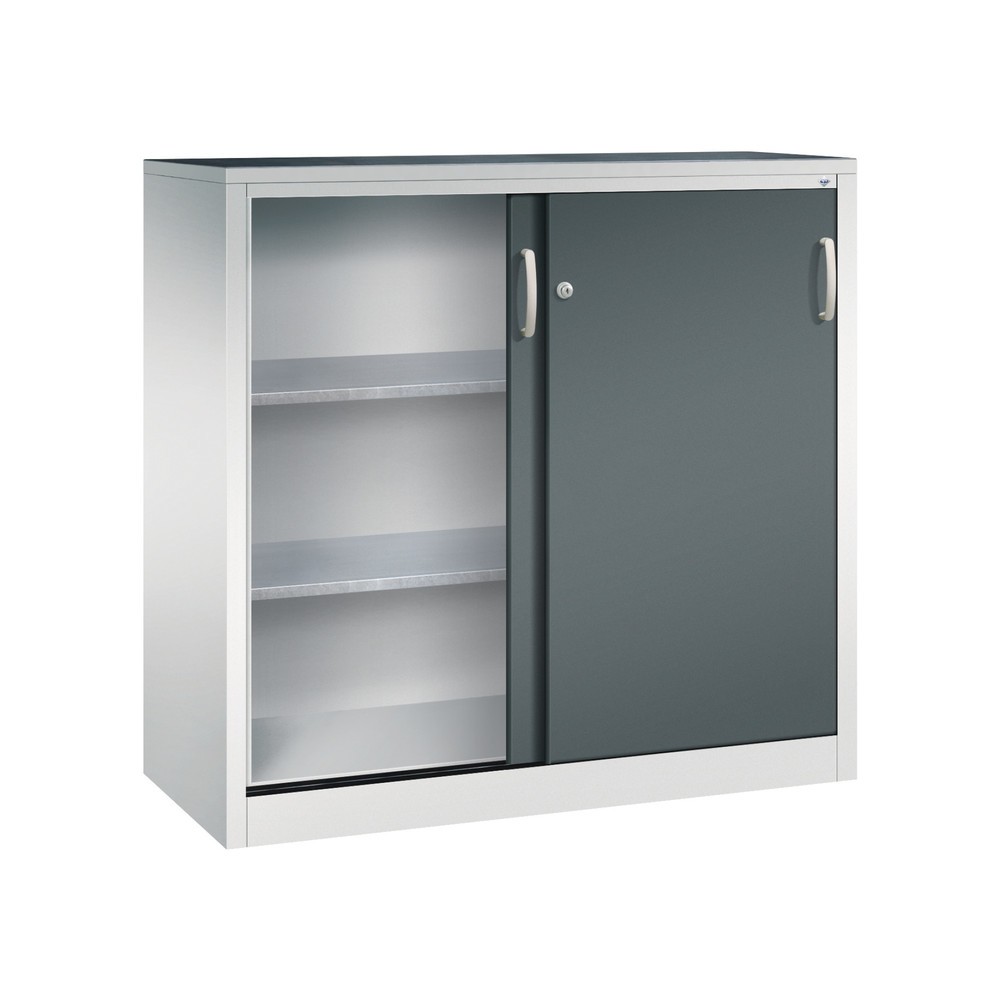 N° de l'image du produit 3 : Armoire à portes coulissantes pour charges lourdes C+P, H x l x P 1 200 x 1 200 x 500 mm, gris clair, gris anthracite