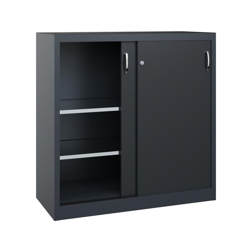N° de l'image du produit 2 : Armoire à portes coulissantes pour charges lourdes C+P, H x l x P 1 200 x 1 200 x 500 mm, gris anthracite, gris noir