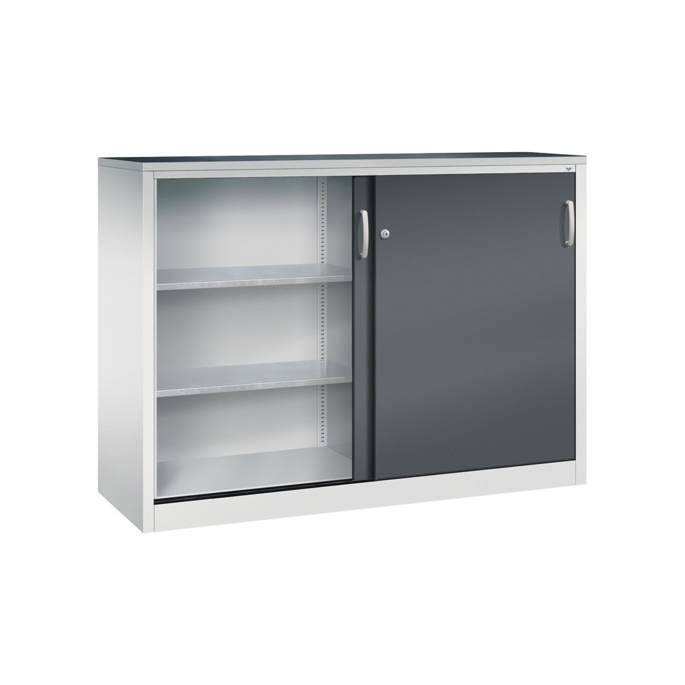 N° de l'image du produit 3 : Armoire à portes coulissantes pour charges lourdes C+P, H x l x P 1 200 x 1 600 x 500 mm, gris clair, gris noir