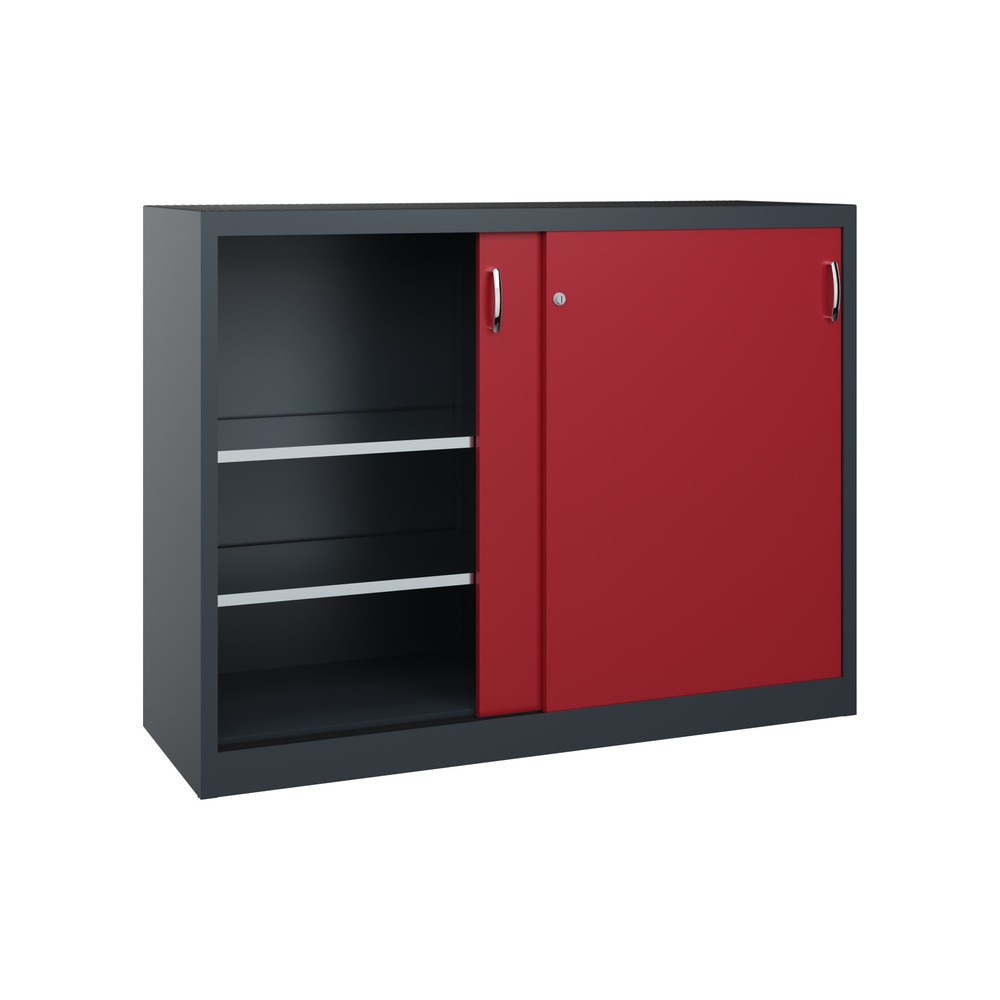 N° de l'image du produit 2 : Armoire à portes coulissantes pour charges lourdes C+P, H x l x P 1 200 x 1 600 x 500 mm, gris anthracite, rouge rubis