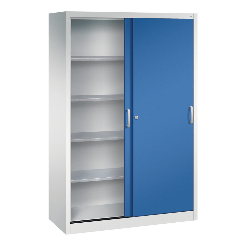 N° de l'image du produit 3 : Armoire à portes coulissantes pour charges lourdes C+P, H x l x P 1 950 x 1 200 x 500 mm, gris clair, bleu gentiane
