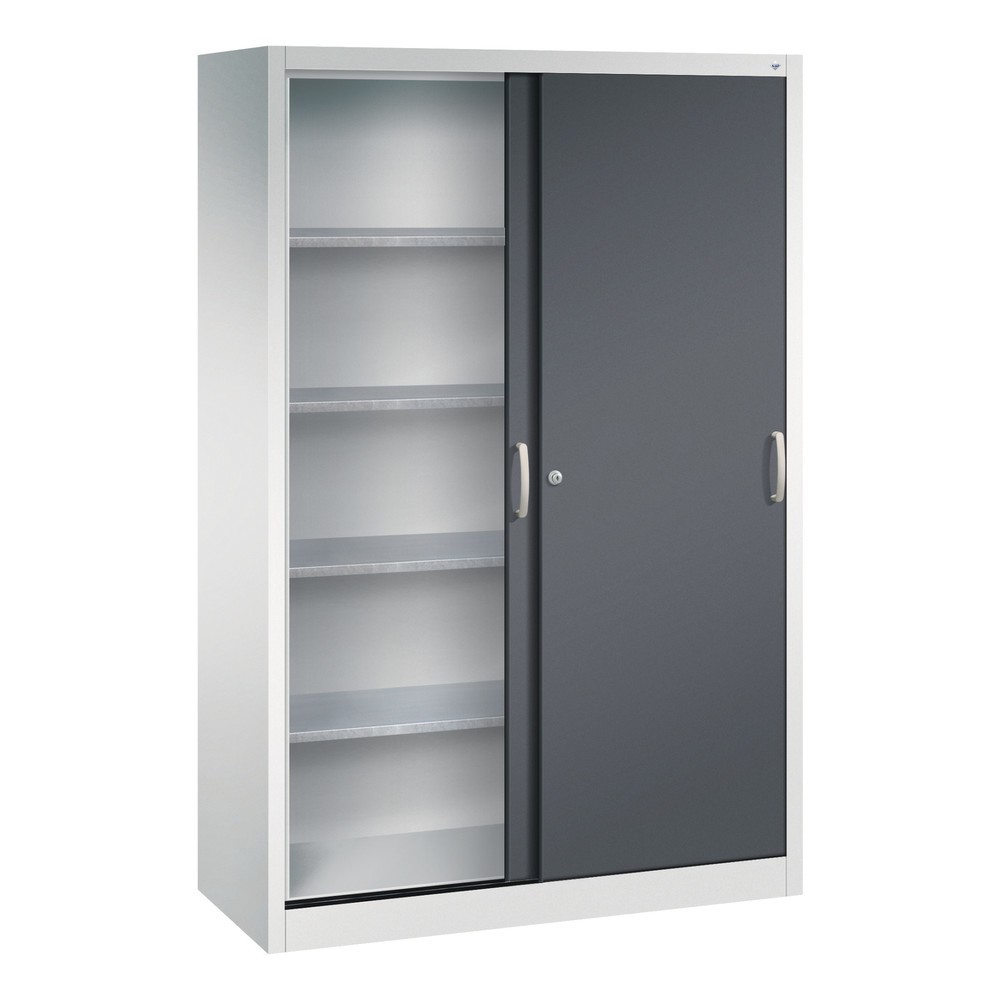 N° de l'image du produit 3 : Armoire à portes coulissantes pour charges lourdes C+P, H x l x P 1 950 x 1 200 x 500 mm, gris clair, gris noir