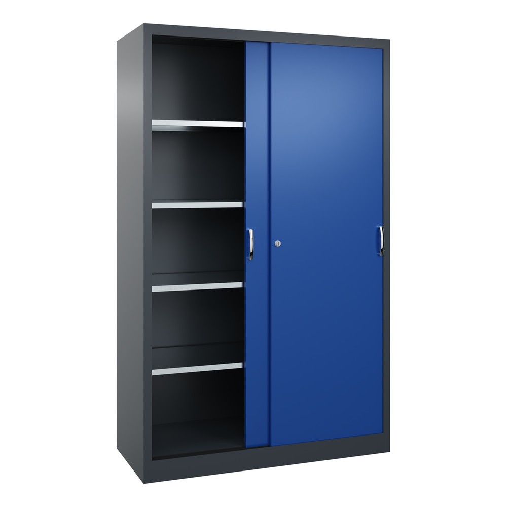 N° de l'image du produit 3 : Armoire à portes coulissantes pour charges lourdes C+P, H x l x P 1 950 x 1 200 x 500 mm, gris anthracite, bleu gentiane