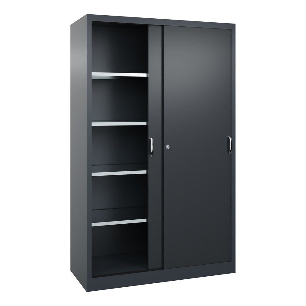 N° de l'image du produit 2 : Armoire à portes coulissantes pour charges lourdes C+P, H x l x P 1 950 x 1 200 x 500 mm, gris anthracite, gris noir