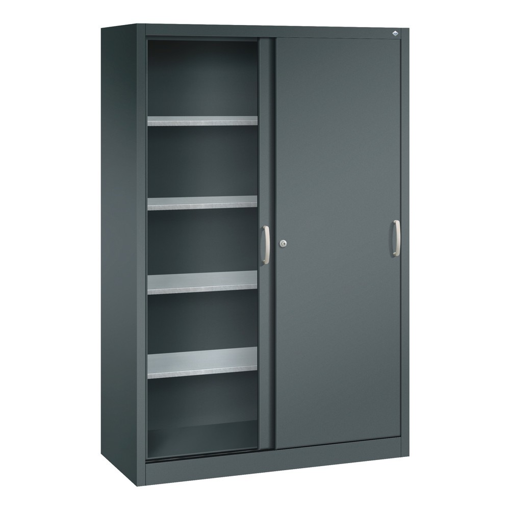 N° de l'image du produit 3 : Armoire à portes coulissantes pour charges lourdes C+P, H x l x P 1 950 x 1 200 x 500 mm, gris anthracite, gris anthracite