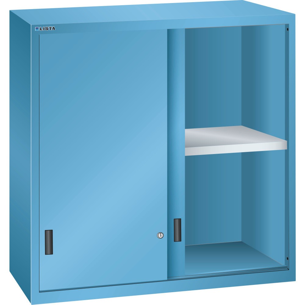 Illustration du produit: Armoire à poser LISTA à portes coulissantes 54x27E, (lxPxH) 1 023x572x1 000 mm, bleu clair