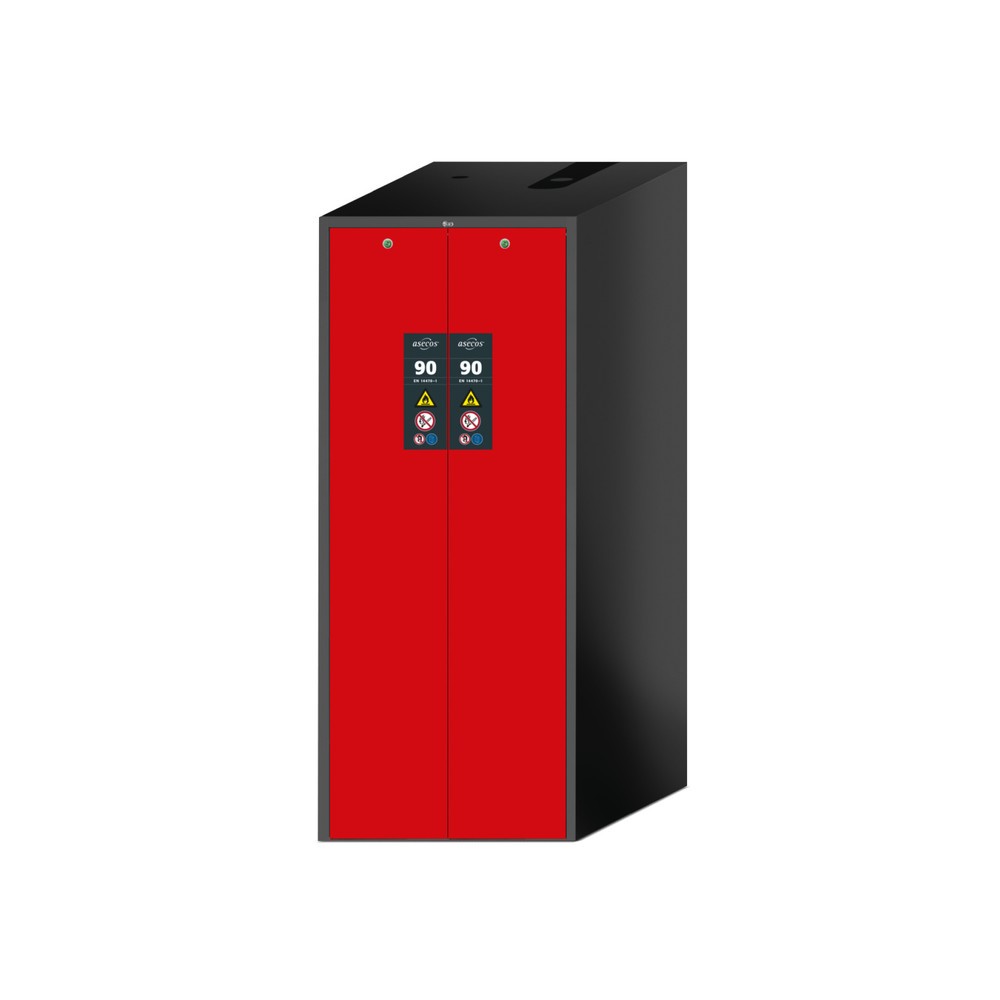 Illustration du produit: asecos® Armoire coupe-feu V-MOVE-90 avec tiroir vertical, HxlxP. 1 966 x 819 x 860 mm, anthracite, rouge signalisation