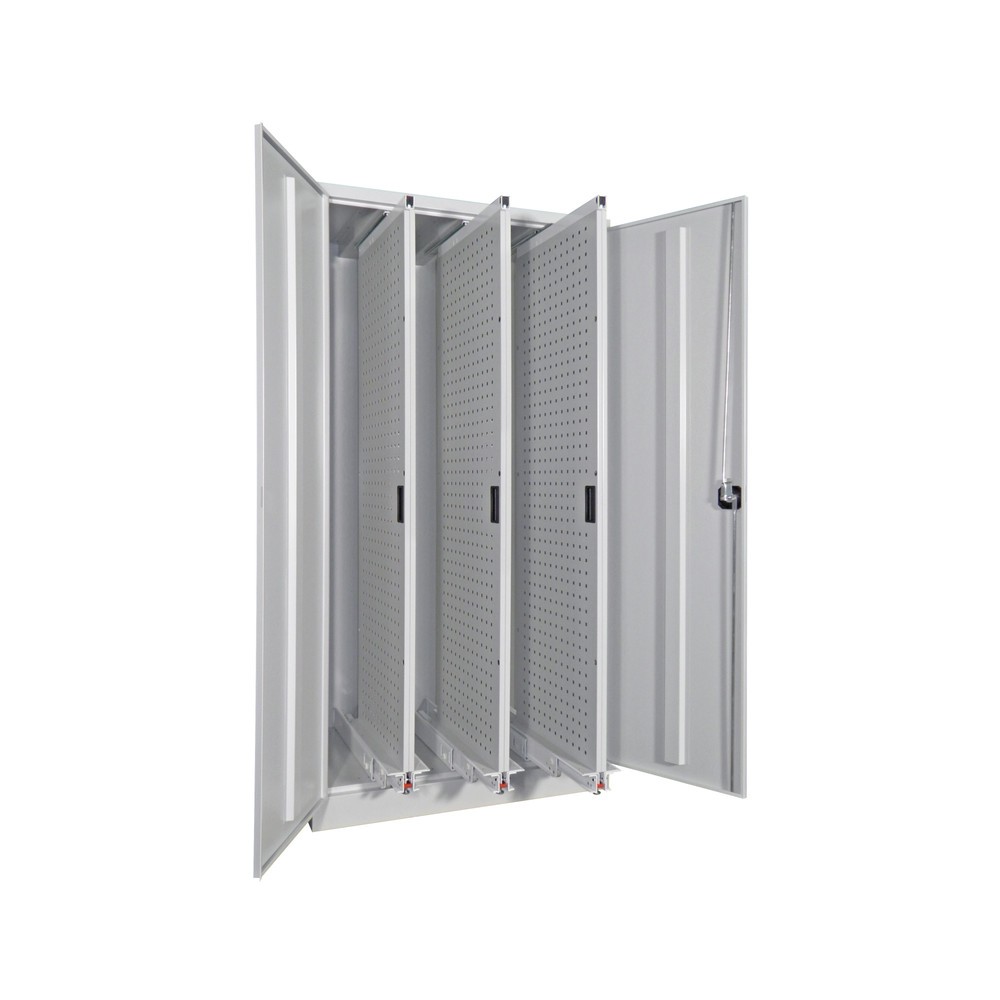 Illustration du produit: Armoire à tiroir vertical PAVOY avec panneaux perforés, 3 tiroirs, HxlxP 1 950 x 1 000 x 600 mm, gris clair, gris anthracite