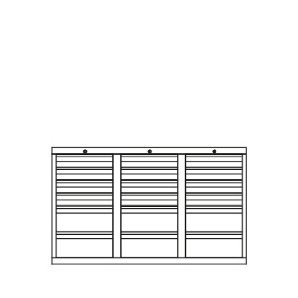 N° de l'image du produit 5 : Armoire à tiroirs légère PAVOY, guidage à coulissement, tiroirs 12 x 100 mm + 6 x 200 mm, largeur 1 500 m, gris clair, gris clair
